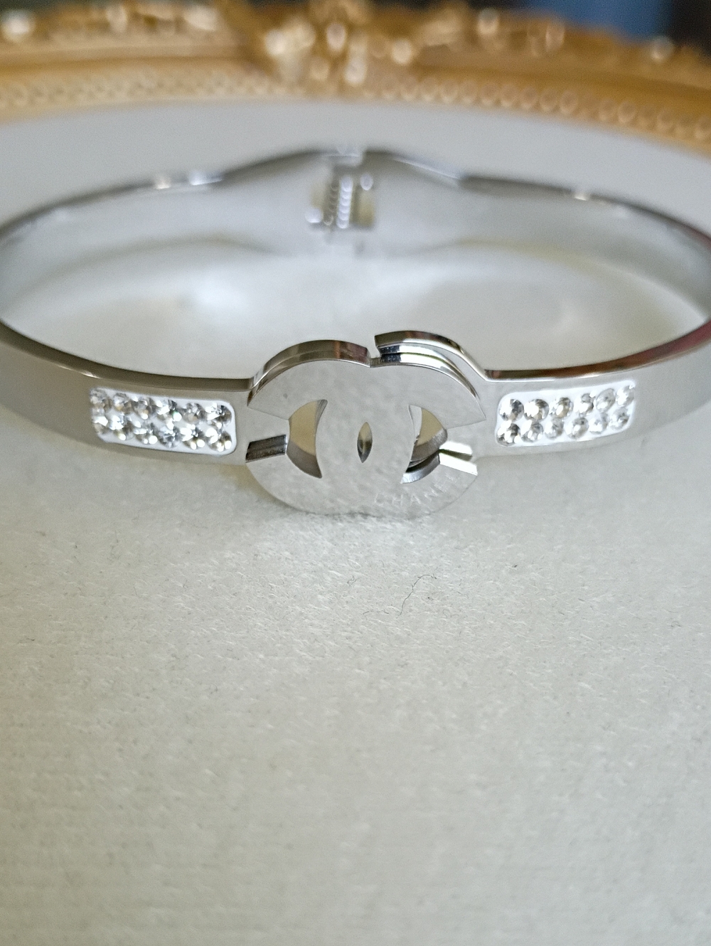 New Silver Tone Crystal Accent Women's Bangle Bracelet